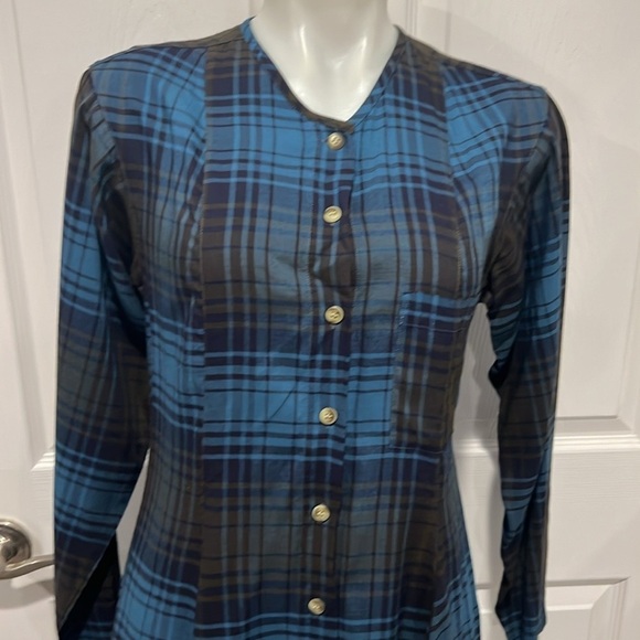 Marithe Girbaud Francois plaid long sleeve button down dress size medium - Picture 3 of 9